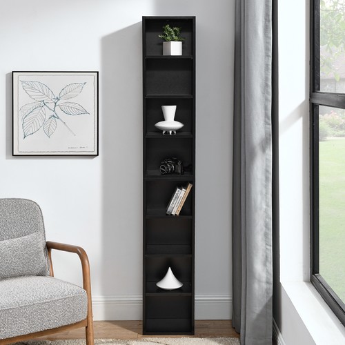Black tall narrow bookshelf - tall,
